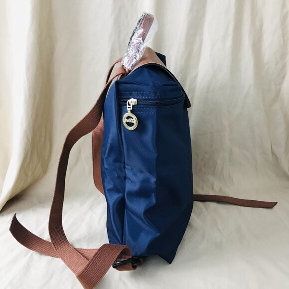 LONGCHAMP Mini Le Pliage Canvas Backpack In Navy Blue - Picture 9 of 13